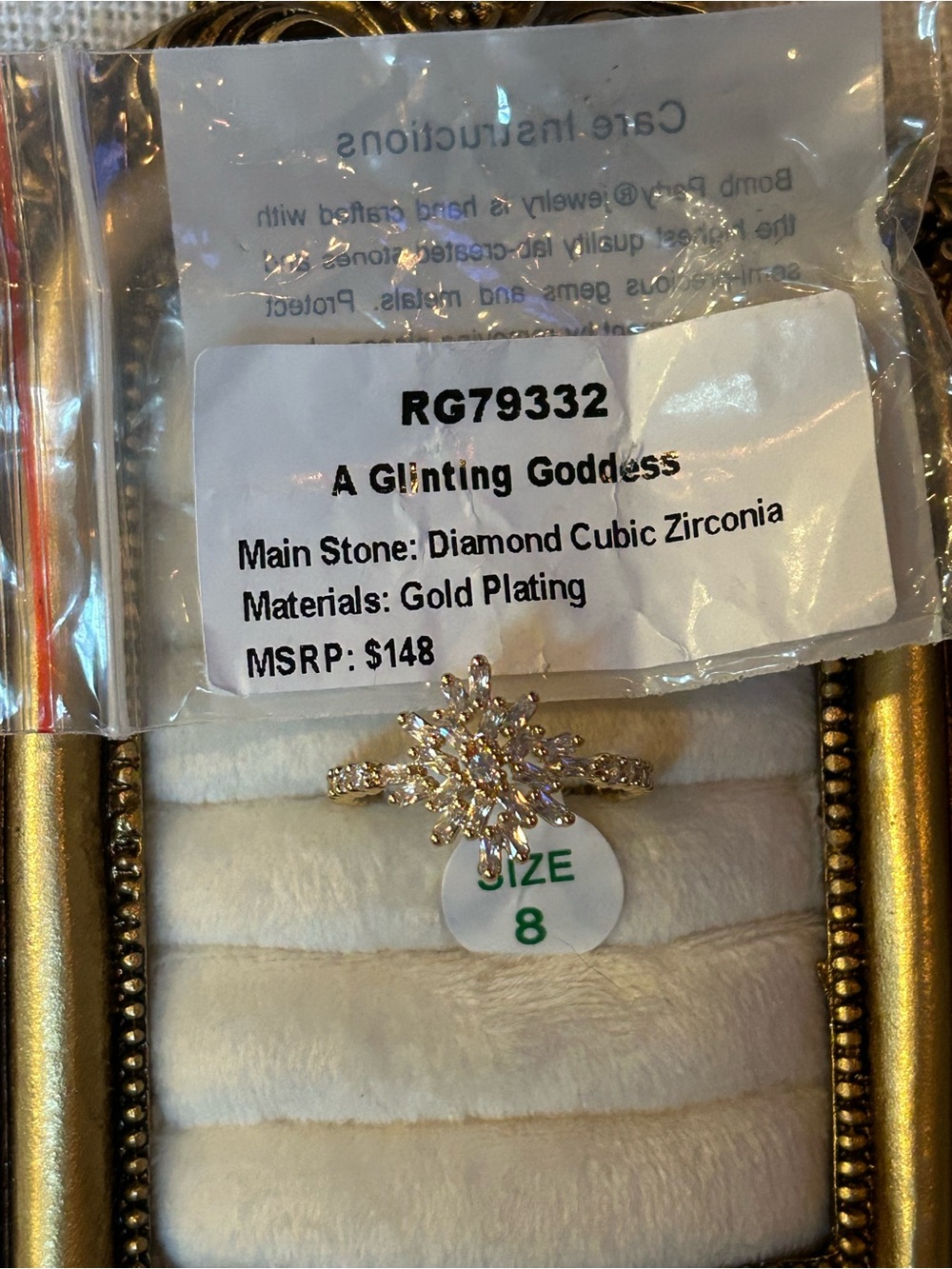 Bomb Party | Gold | Diamond CZ | Ring Size 8